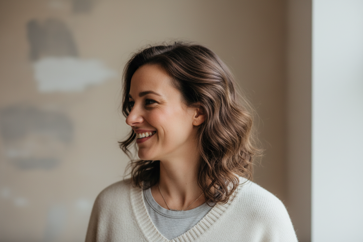 una foto de perfil de una mujer casual y realista